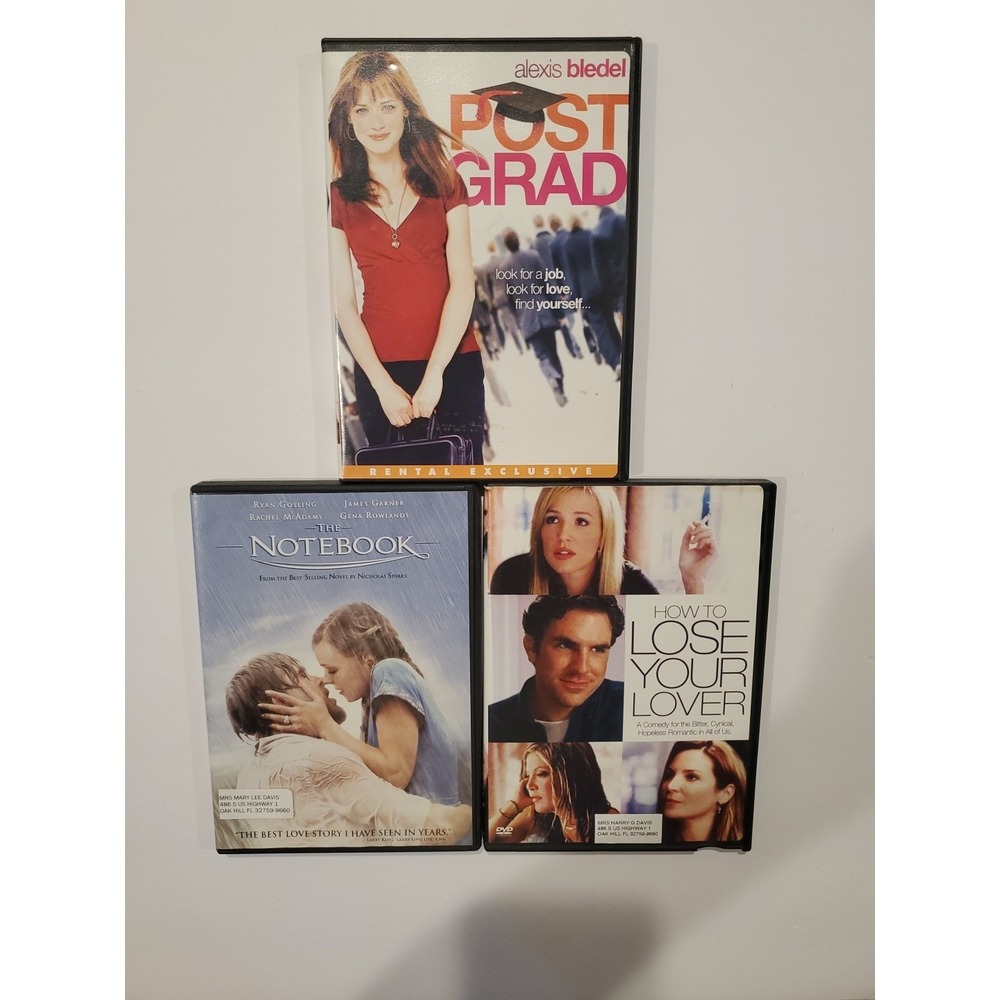 Romance Drama DVD Lot 3 The Notebook Post Grad How to Lose Your Lover Gosling